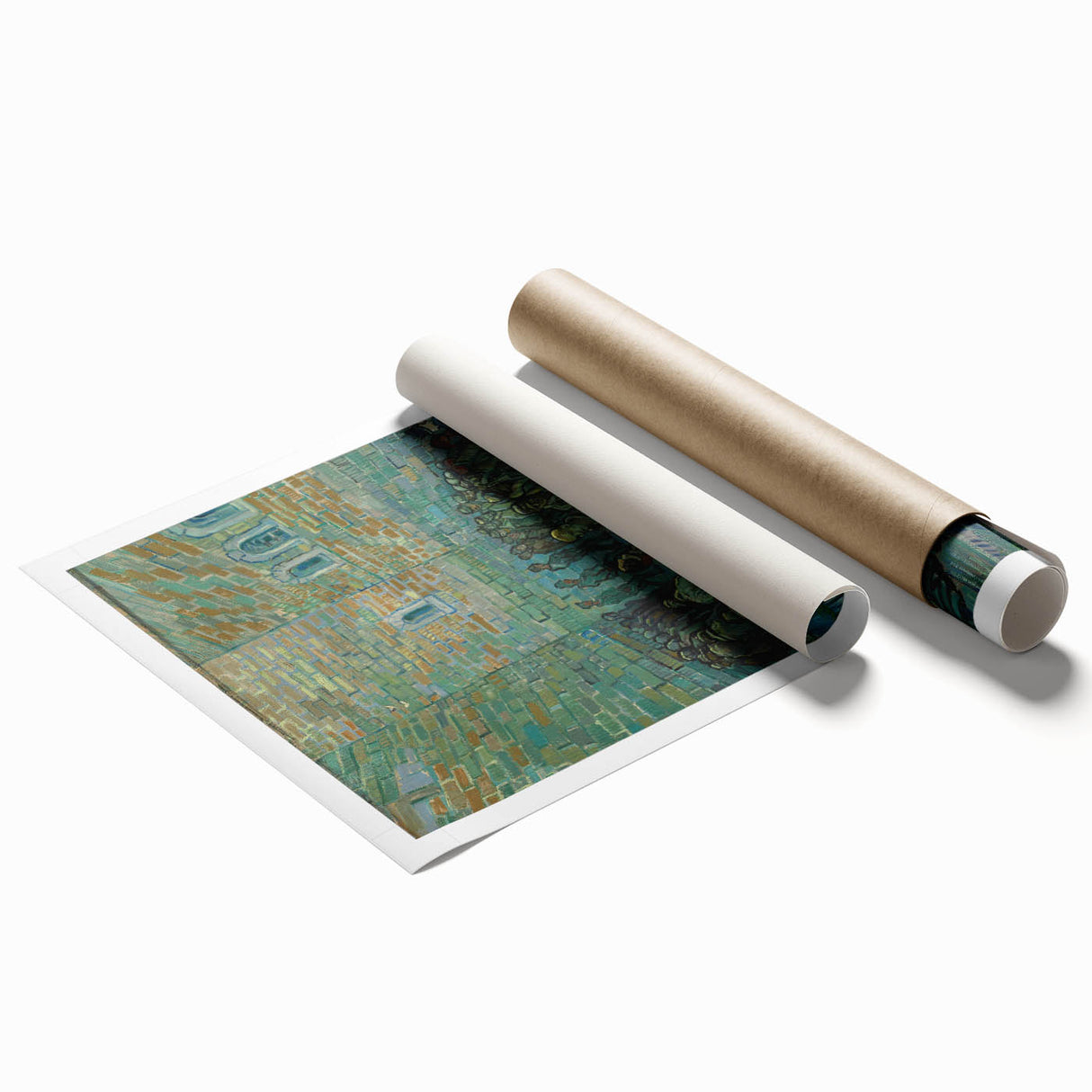 Extra large rolled print of Van Gogh-inspired floral art in vibrant colors.