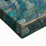 Large art depicting a serene landscape on a stretched canvas in black and white tones, suitable for bedroom decor.