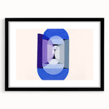Modern Wall Art of Geometric Blue and Violet Design - Abstract Decor
