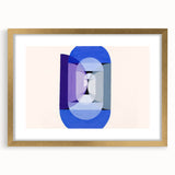 Modern Wall Art of Geometric Blue and Violet Design - Abstract Decor