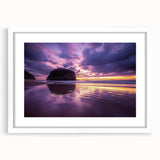 Framed landscape artwork showcasing majestic cliffs and serene skies, featuring a white mat and a sleek frame, perfect for home decor or office ambiance.