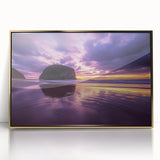 Framed acrylic artwork showcasing dramatic cliffs and landscapes in rich gold tones, ideal for modern home decor or office spaces, enhancing aesthetic appeal.