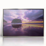 Framed acrylic artwork depicting stunning coastal cliffs, featuring vibrant colors and intricate details, ideal for enhancing modern home decor.