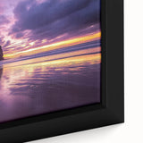 Close-up of a framed canvas showcasing a stunning landscape of towering cliffs against a vibrant sunset, highlighting rich colors and intricate textures, perfect for home decor.