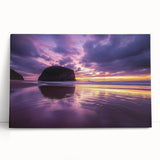 Stretched canvas artwork of dramatic cliffs against a vibrant sunset, showcasing rich colors and textures, perfect for enhancing modern home decor.