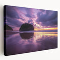 Stretched canvas artwork showcasing a stunning landscape of cliffs under a vibrant sunset, highlighting rich colors and dramatic textures, perfect for home decor.