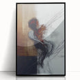 Abstract figurative art in a black frame, showcasing vibrant colors and dynamic shapes. Perfect for modern decor, adding a contemporary touch to any space.