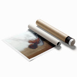 Abstract figurative rolled print showcasing vibrant hues and dynamic shapes, ideal for modern home decor. Packaged securely in a protective cardboard tube.