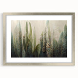 Abstract floral wall art framed in silver with a white mat, showcasing vibrant colors and intricate designs, perfect for modern home decor.