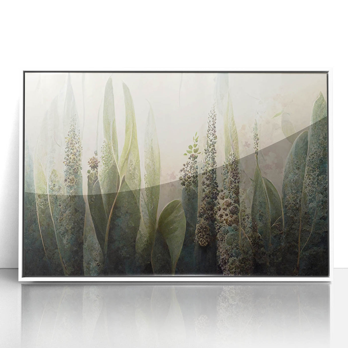 Framed acrylic wall art showcasing a vibrant abstract floral design with bold colors, perfect for modern home decor, enhancing any living space.