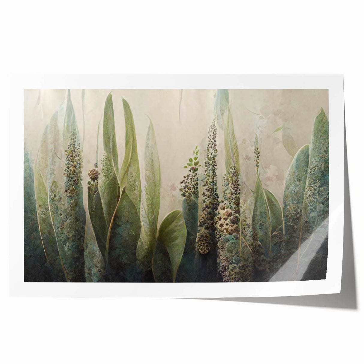 Abstract floral wall art print showcasing vibrant colors and intricate designs, rolled for easy shipping, perfect for modern home decor or artistic displays.