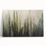 Abstract floral wall art on stretched canvas, featuring vibrant colors and intricate designs, leaning against a neutral wall, adding an artistic touch to any space.