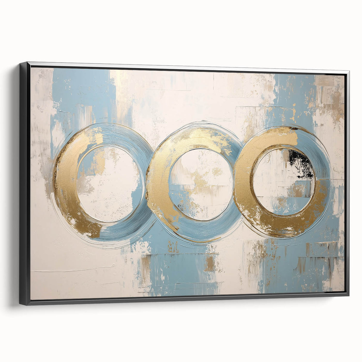 Abstract geometric framed canvas artwork showcasing a sleek black side view, perfect for modern home decor. Ideal for enhancing contemporary interiors with its striking design and bold shapes.