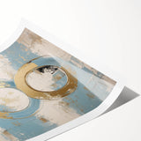 Abstract geometric rolled print featuring vibrant colors and intricate patterns, ideal for modern home decor. Packaged securely in a cardboard tube for safe delivery.