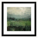 Abstract landscape wall art framed in black with a mat, showcasing vibrant colors and modern design elements, perfect for contemporary home decor.