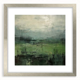 Abstract landscape wall art framed in silver, showcasing vibrant colors and intricate textures, perfect for modern home decor and artistic expression.