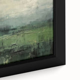 Close-up view of a framed abstract landscape wall art piece showcasing vibrant colors and textured details, ideal for modern home decor and artistic spaces.