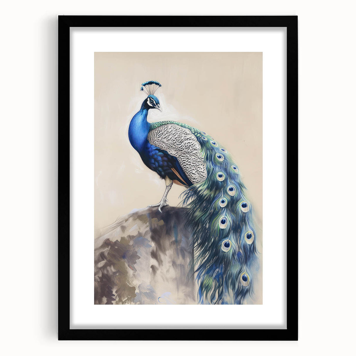 Black frame showcasing a stylish animal-themed design with a mat, perfect for modern home decor. Features intricate details and a sleek, contemporary look. Ideal for animal lovers seeking unique wall art.