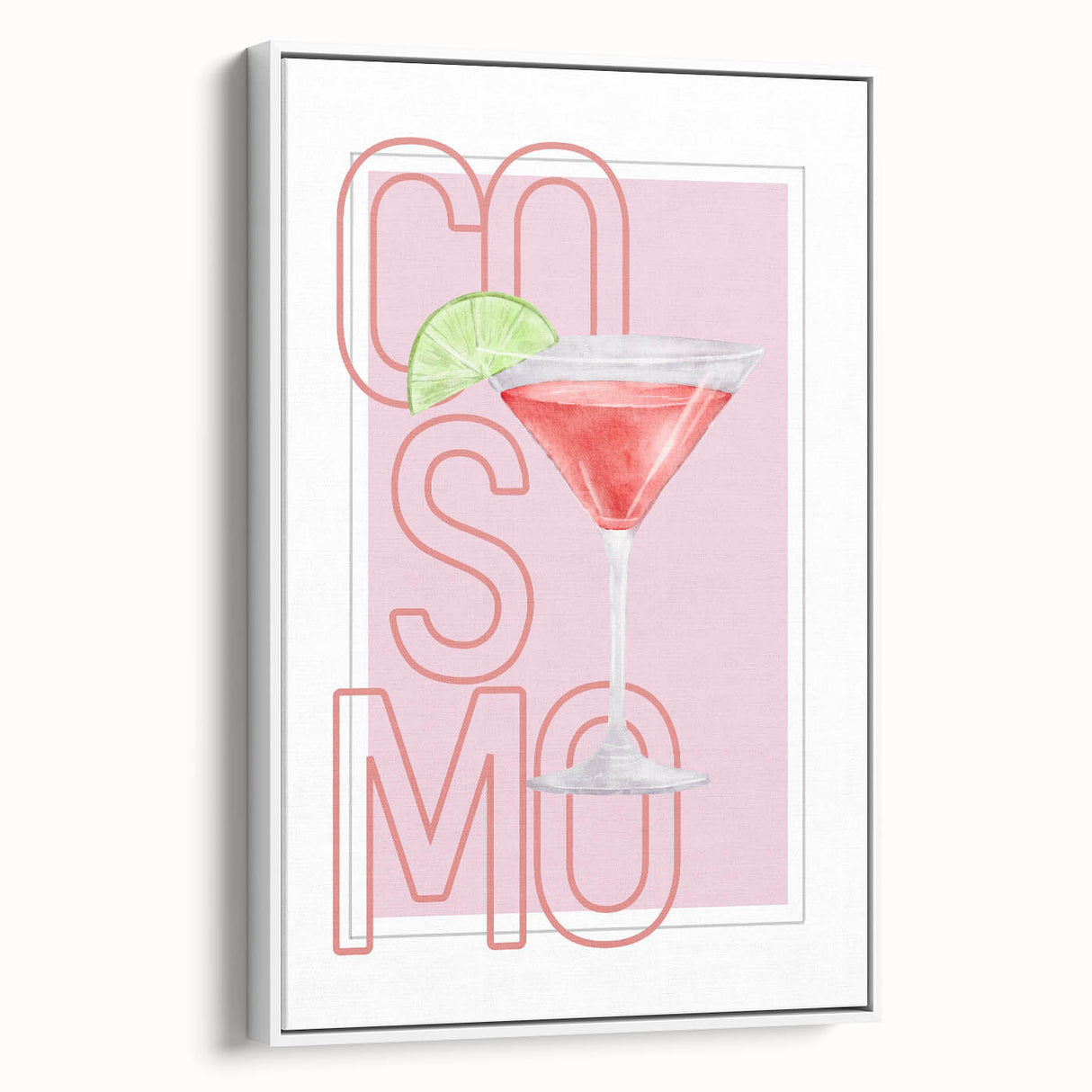 Extra large framed canvas vintage poster art of colorful food and drinks on a black background, ideal for living room decor.