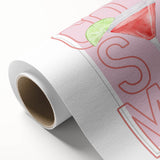 Art deco poster featuring a stylized cocktail glass in bold black and gold tones on rolled canvas.