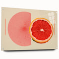 Large abstract wall art featuring an assortment of fruits in vibrant colors on acrylic glass, suitable for dining room decor.