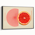Black and white vintage poster art on framed canvas depicting a landscape of fruit, ideal for bedroom wall decor.