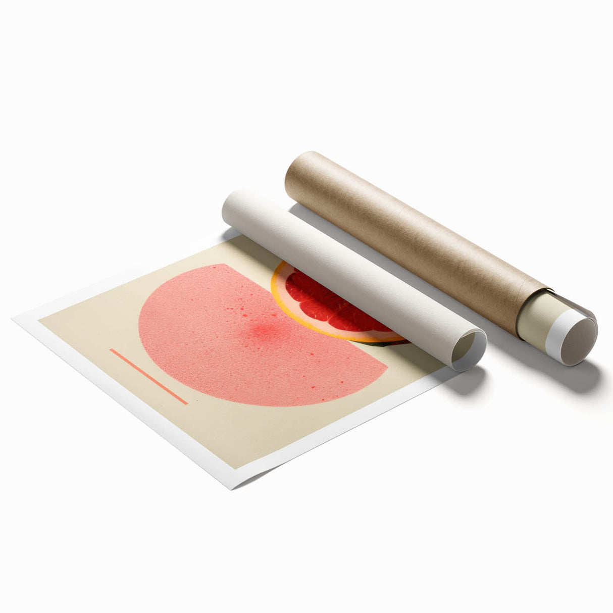 Extra large rolled print featuring assorted fruits in vibrant colors, ideal for classy bathroom wall art.