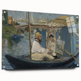 Impressionist Wall Art - Claude Monet Painting in His Studio by Manet