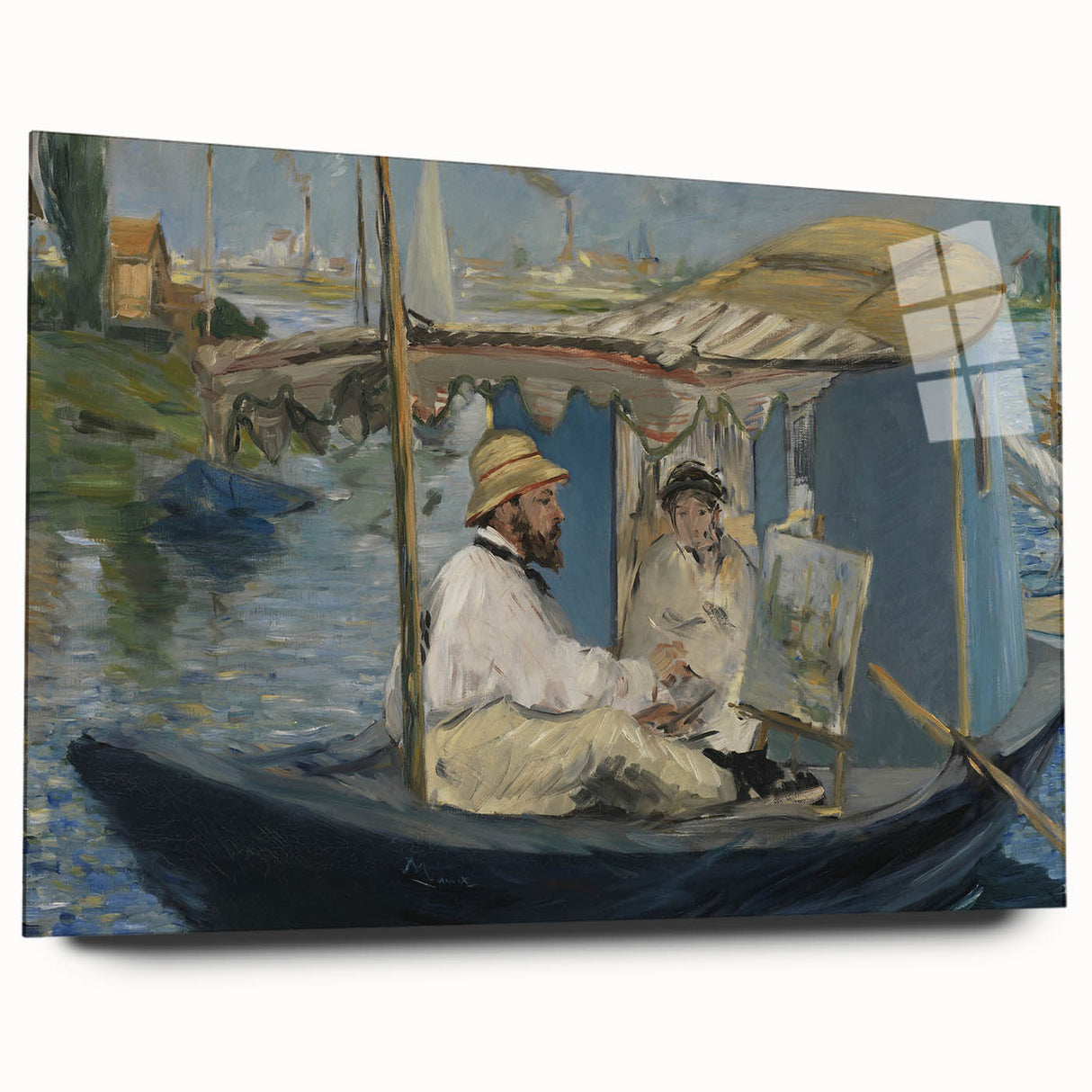 Impressionist Wall Art - Claude Monet Painting in His Studio by Manet