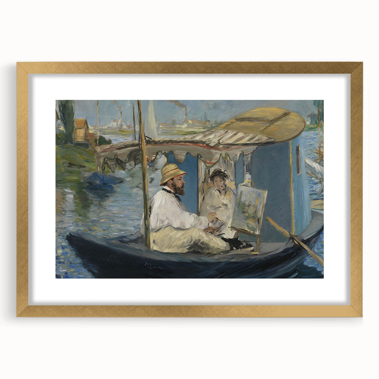 Impressionist Wall Art - Claude Monet Painting in His Studio by Manet