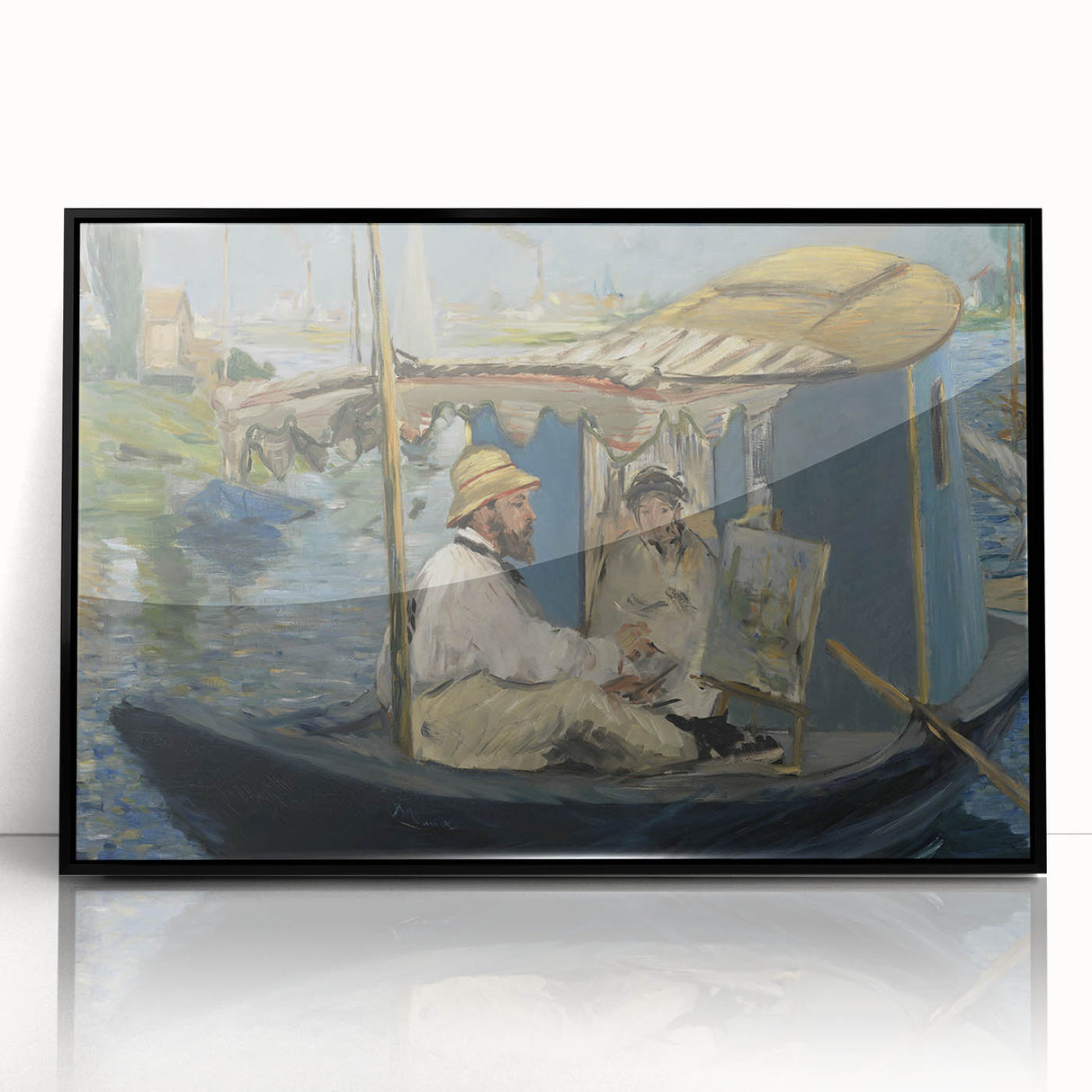 Impressionist Wall Art - Claude Monet Painting in His Studio by Manet