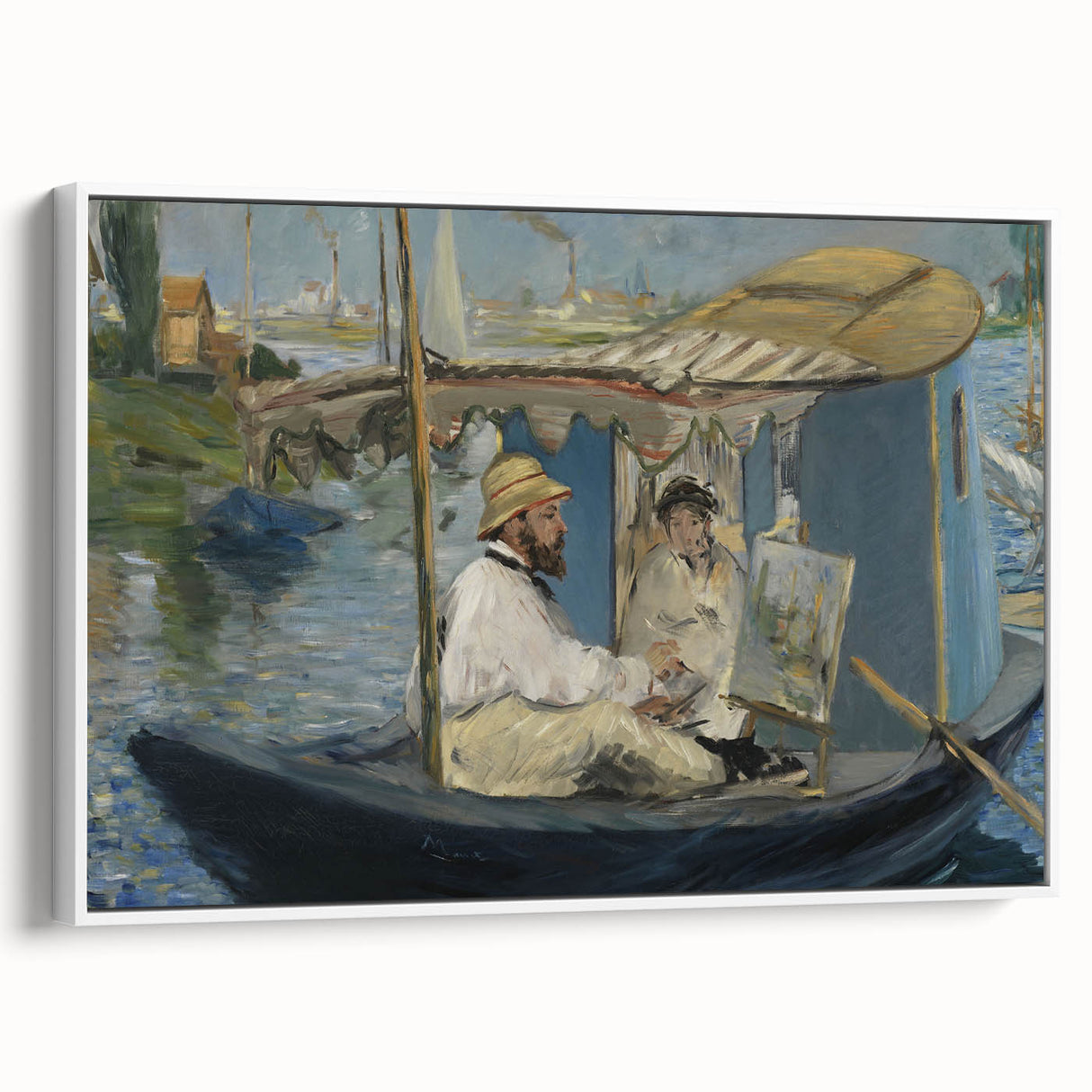 Impressionist Wall Art - Claude Monet Painting in His Studio by Manet