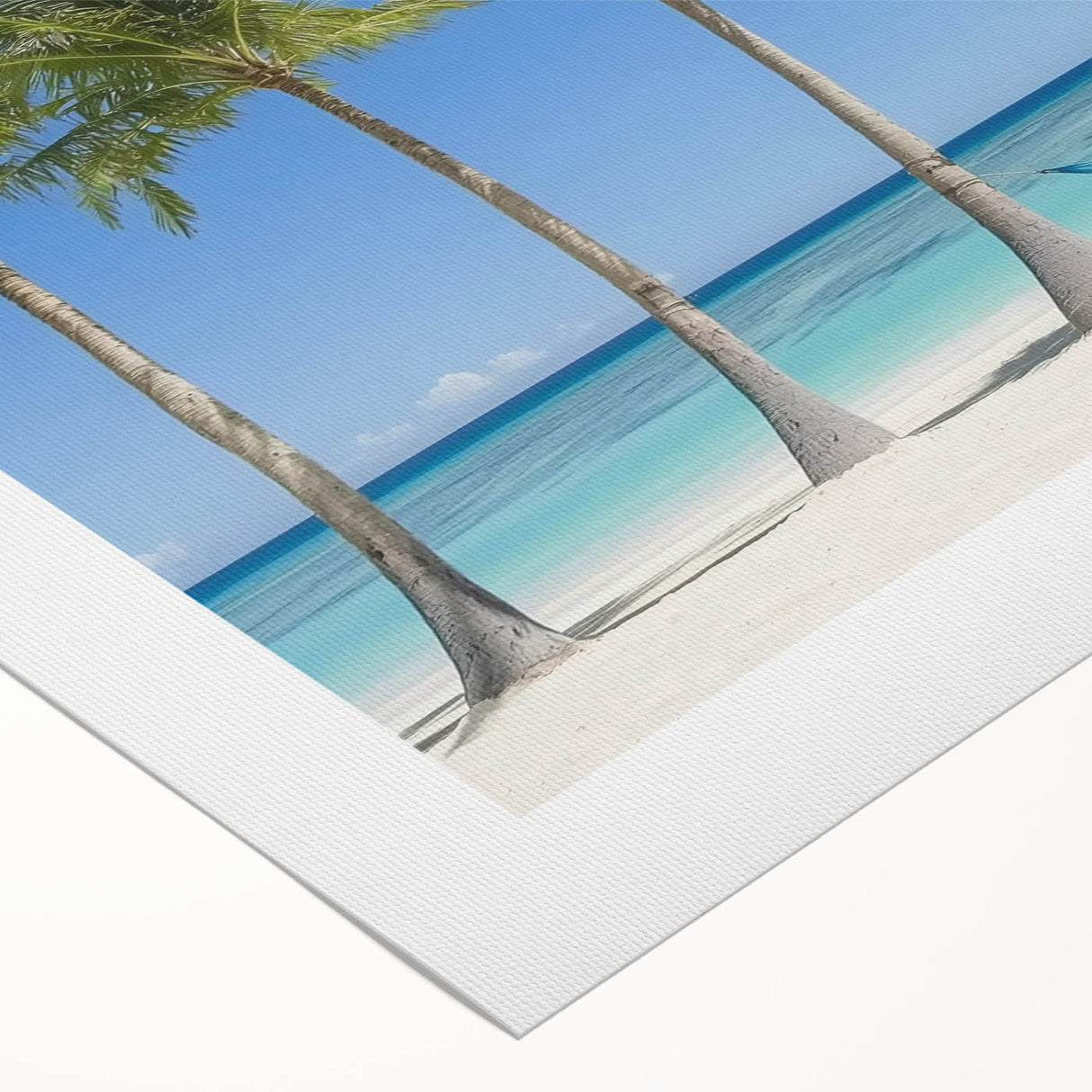 Vibrant rolled canvas showcasing a serene beach landscape with soft pastel colors and gentle waves, elegantly packaged in a protective cardboard tube.
