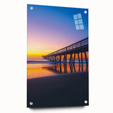 Landscape acrylic glass design showcasing a modern bridge in a side view, highlighting intricate pin details and vibrant colors, perfect for contemporary decor.