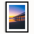 Black landscape bridge frame with a mat, showcasing a modern design, ideal for displaying artwork or photographs. Perfect for home decor or gallery settings.