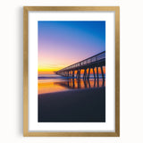 Elegant gold landscape bridge frame with a white mat, showcasing a scenic view. This decorative piece enhances modern interiors, perfect for living rooms or art galleries.