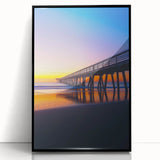 Framed acrylic artwork of a landscape bridge in a black frame, showcasing vibrant colors and intricate details, perfect for home or office decor.