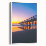 Framed canvas artwork depicting a serene landscape bridge scene, showcasing vibrant colors and intricate details, ideal for home decor enhancement.