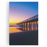 Landscape canvas print depicting a serene bridge scene with vibrant greenery and a clear blue sky. Perfect for home decor, adding a peaceful ambiance to any space.
