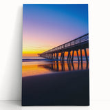 Stretched canvas artwork depicting a scenic landscape bridge, showcasing vibrant colors and intricate details, perfect for home decor or office enhancement.