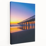 Stretched canvas artwork showcasing a vibrant landscape bridge scene, featuring lush greenery and a serene river, ideal for nature-inspired home decor.