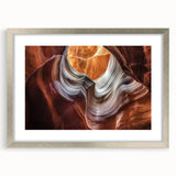 Landscape artwork featuring canyons framed in a sleek silver mat, showcasing earthy tones and intricate details that enhance any decor. Ideal for nature lovers.