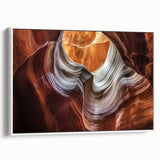 Framed canvas artwork depicting a stunning landscape of canyons in warm earth tones, showcasing intricate details and depth, ideal for home decor enthusiasts.