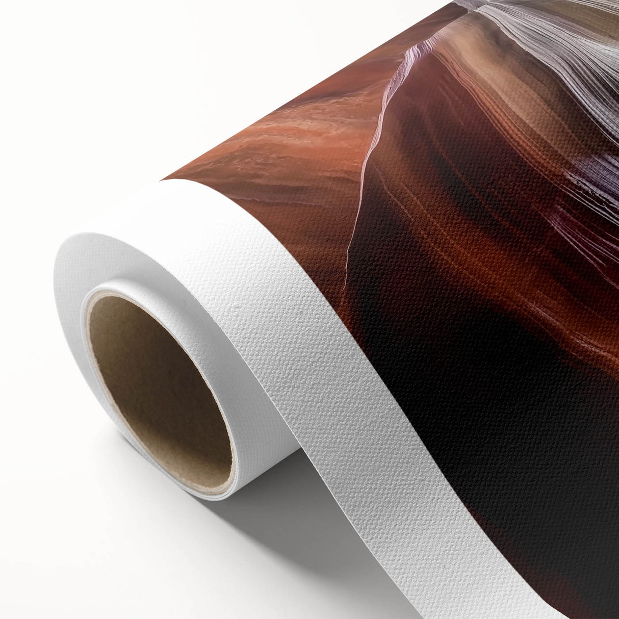 Stunning rolled canvas artwork showcasing a vibrant landscape of canyons at sunset, featuring rich colors and intricate details, ideal for home decor.