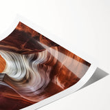 Stunning landscape print showcasing vibrant canyons with rich earth tones, rolled for easy display and shipped in protective packaging to ensure quality.
