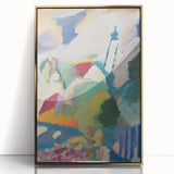 Modern Wall Art - Colorful Abstract Landscape with Church - Art Print