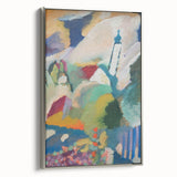 Modern Wall Art - Colorful Abstract Landscape with Church - Art Print