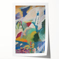 Modern Wall Art - Colorful Abstract Landscape with Church - Art Print