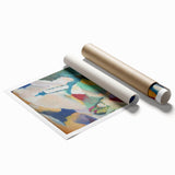 Modern Wall Art - Colorful Abstract Landscape with Church - Art Print