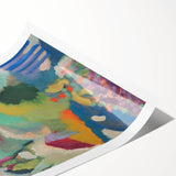 Modern Wall Art - Colorful Abstract Landscape with Church - Art Print